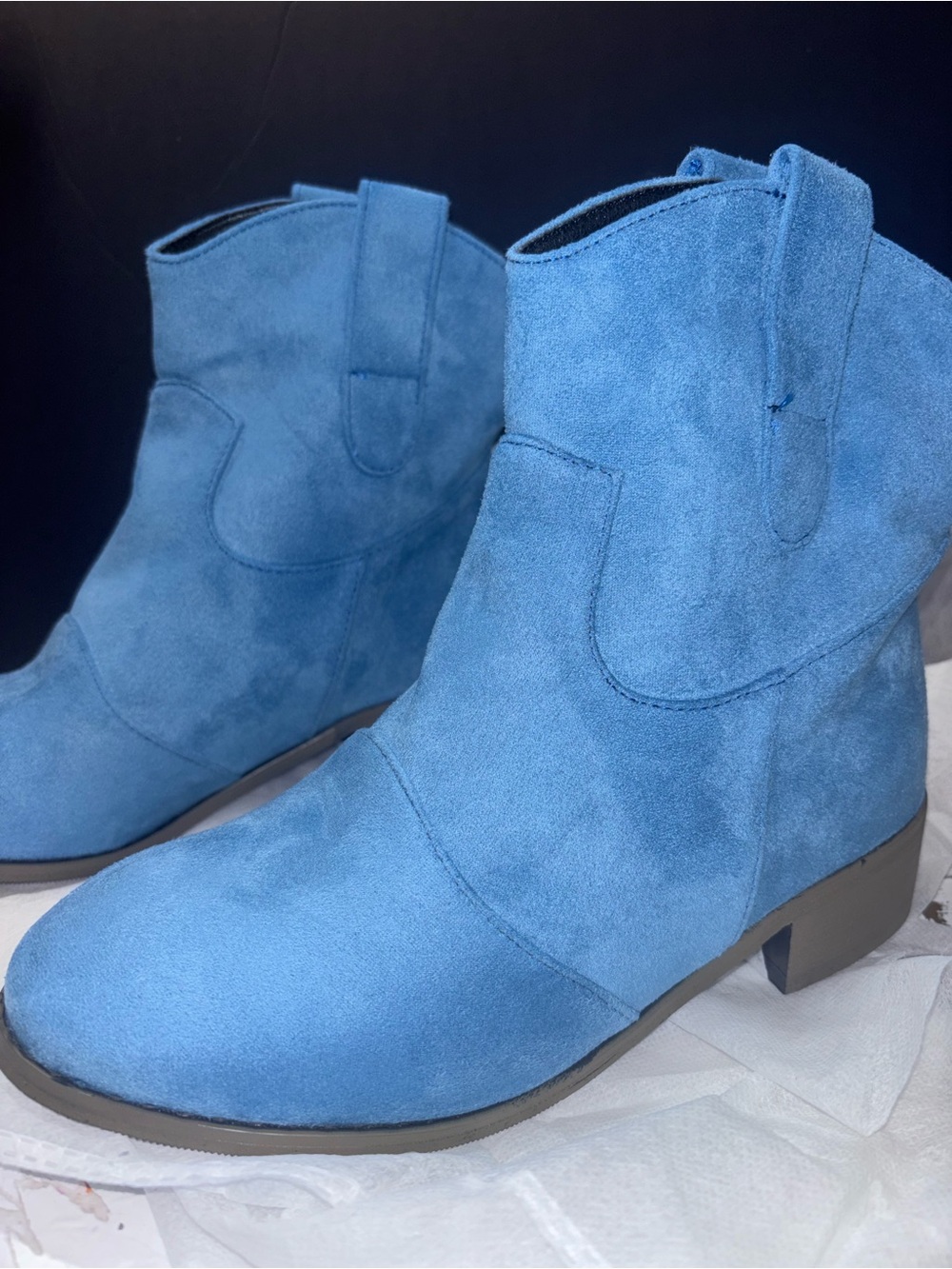 Women's Blue Suede Ankle Boots